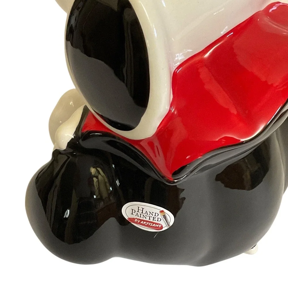New Snoopy Vampire Halloween Cookie Jar Peanuts Large White Black Red